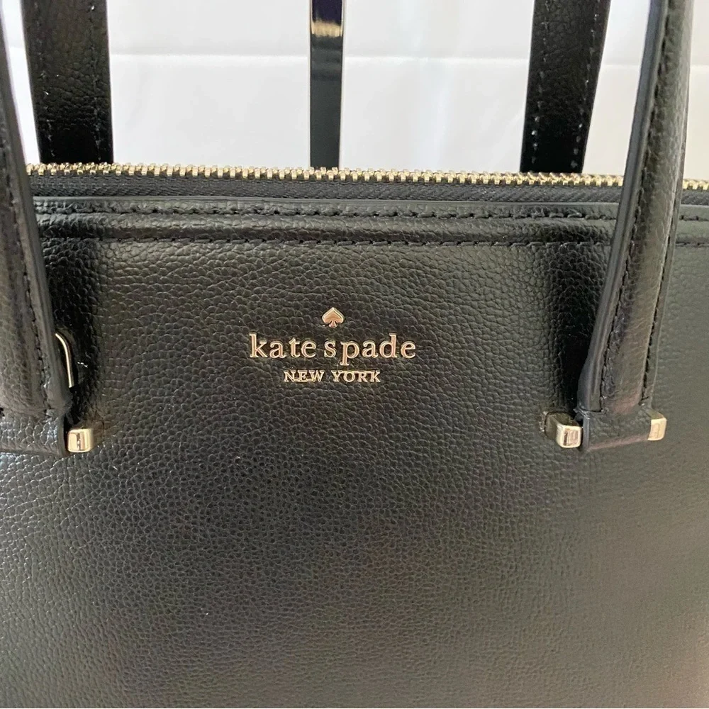 BNWT Kate Spade Black Embossed Leather Medium Dome Satchel w/ Crossbody Strap